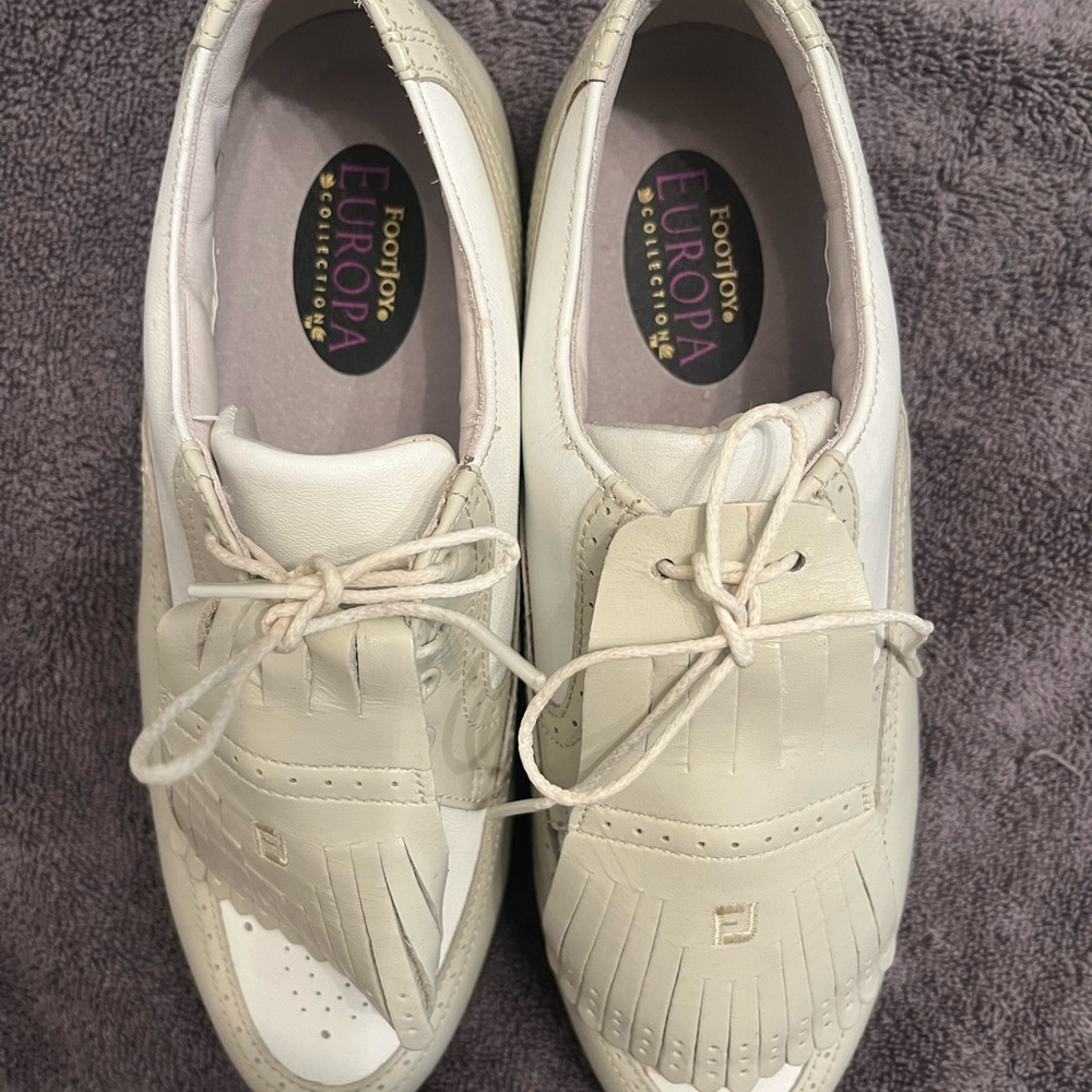 Cream and White Golf Shoes Footjoy